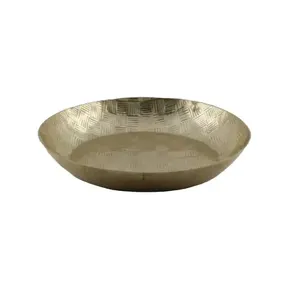 Plaque en aluminium de luxe vaisselle plateau de serveur de nourriture plaqué or fait à la main personnalisé forme ronde nouveau plateau métal poli brillant - Product Image 1