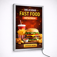 Boîte à lumière LED murale, panneau publicitaire, cadre à encliquetage en aluminium pour restaurant