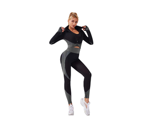 ชุดเลกกิ้งแขนยาวเอวสูงสำหรับผู้หญิงกางเกงเลกกิ้งออกกำลังกายเล่นกีฬาแห้งเร็วไร้ตะเข็บ - Product Image 4