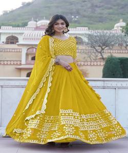 Brodé Lehenga Choli pour les femmes mariage nuptiale fête porter des filles indiennes plein Choli lehenga dupatta - Product Image 3