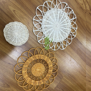 Napperon en rotin en osier naturel fait à la main et plaque de chargeur décor à la maison - Product Image 3