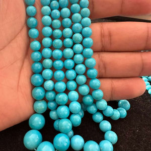 Smooth Round <b>Turquoise</b> Gemstone <b>Beads</b> 8mm to 12mm Blue Loose <b>Beads</b> for Handmade Jewelry Natural Color - Product Image 3