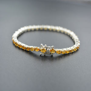 925 Sterling <b>Silver</b> Real Gemstone Designer Tennis <b>Bracelet</b> <b>Solid</b> Fine Jewelry for Weddings Parties Trendy Citrine Manufactured - Product Image 2