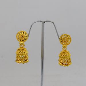 Boucles d'oreilles de style Jhumka plaquées or de conception traditionnelle, boucles d'oreilles Jhumka de qualité supérieure en une seule étape pour Dubaï, boucles d'oreilles spéciales africaines - Product Image 4