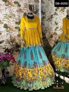 ชุดเลเฮนกาโชลีผ้าไหมชิโนนคุณภาพสูง ดีไซน์ใหม่ สำหรับงานแต่งงานและงานพิธีต่างๆ พร้อมลายปักแฟนซี - Product Image 4