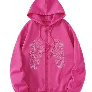 Stylish Design Custom Made Rhinestones <b>Hoodies</b> Factory Made Rhinestones <b>Hoodies</b> - Product Image 1