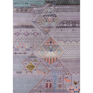 Alfombra de Lana y Seda de Bambú Anudada a Mano Freedom Manchaha Rosa Púrpura, Geométrica, 9x12, para Decoración de Sala de Estar, 10 mm - Product Image 1