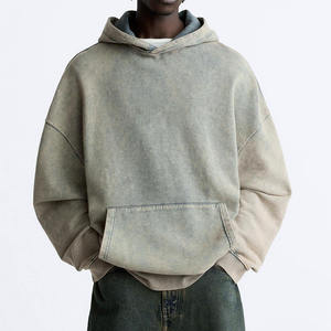 Sweat-shirt à capuche surdimensionné en coton 100% avec logo personnalisé, lavage à l'eau, taille plus, en molleton épais, lavage à l'acide - Product Image 1