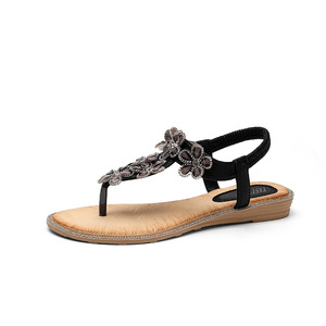 <span class=keywords><strong>Sandali</strong></span> piatti da donna stile pop con decorazioni floreali e strass, taglia grande, leggeri, per tutti i giorni e per l'esterno - Product Image 4
