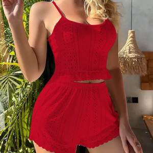 Pajamas for Women Set 2 Piece Sets for Women Summer Lounge Sets for Women 2 Piece Outfits Women's <b>Vest</b> Backless <b>Lace</b> Comfort - Product Image 4