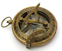 Boussole solaire élégante, antique, vintage, nautique, portable, durable, en laiton massif, avec bouton poussoir, pour l'extérieur, avec aiguille, pour le jardin