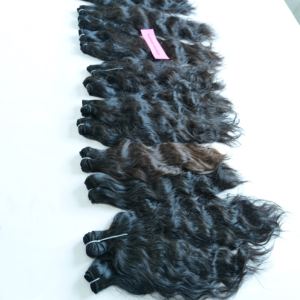 Extensiones de cabello virgen indio negro Natural sin procesar 100% para mujer, máquina de trama doble, cutícula alineada, estilo suelto de onda profunda - Product Image 4