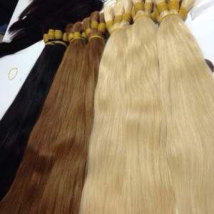 Extensions de cheveux en vrac de haute qualité au prix de gros 100 gramme 26 pouces trame de cheveux vierges de génie de couleur claire à double tirage - Product Image 4