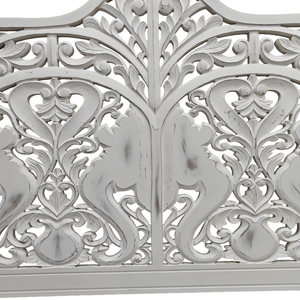 Handmade Elephant Trunk Carved <b>Bed</b> Headboard <b>White</b> Wash Leaf Wall Art Bedroom Elegant <b>Bed</b> Decor Stylish Accent Home Design Decor - Product Image 4