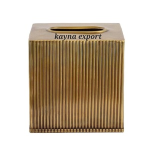 Abordable meilleure qualité boîte à mouchoirs en métal trou Design brillant poli fini fantaisie décoration table boîte à mouchoirs - Product Image 6