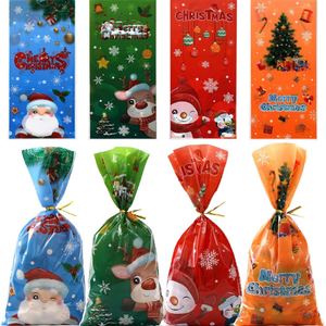 100 pièces par lot, décorations de Noël et du Nouvel An 2025, sacs cadeaux plats en cellophane biodégradable durables, Père Noël, fête - Product Image 3