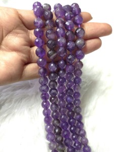 Largement vendu des brins de perles à facettes en améthyste violette naturelle de qualité supérieure pour la fabrication de bijoux à un prix raisonnable - Product Image 3