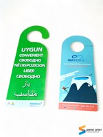 Porte-étiquettes personnalisés écologiques double face avec logo, en carton, impression offset, pelliculage brillant personnalisé, taille et couleur sur mesure