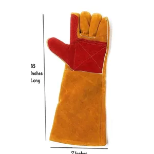 直接批发供应商皮革制造动物处理手套专业手部安全动物处理手套