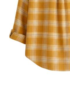 Camisa Oversize a Cuadros para Mujer, Amarillo Mostaza, Manga Larga, Casual, de Franela, Tipo Túnica, Suave, Otoño Invierno, Venta al por Mayor - Product Image 5