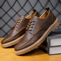 Chaussures en Cuir de Ville pour Homme, Véritable Cuir à Semelle Épaisse, Chaussures Décontractées à Lacets pour Papa, Chaussures de Travail et de Ville pour Homme