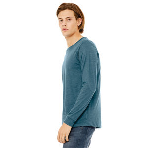 Camiseta de manga larga Deep Teal Heather Estilo formal Mezcla lujosa de algodón peinado Airlume 52% y tela de punto polivinílico 48% - Product Image 2