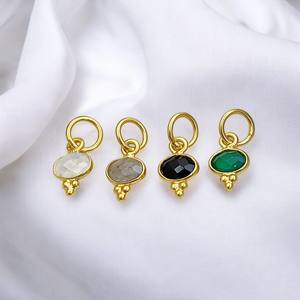 Petite lunette ovale plaqué or breloque bijoux faits à la main fournisseurs de l'inde breloque ovale en pierres précieuses naturelles pour la fabrication de bracelets de bijoux - Product Image 4
