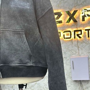 Sweat à capuche en coton polaire épais pour hommes hiver fermeture éclair brodé impression numérique personnalisée Streetwear chaud veste à capuche OEM - Product Image 5