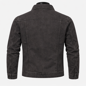 Chaqueta de Mezclilla Negra para Hombre de Alta Calidad, Estilo Casual, con Botones, para Trabajo, OEM, Personalizada, al por Mayor - Product Image 2