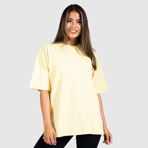 Camiseta holgada de algodón 100%, prenda de vestir, de talla grande, con hombros al descubierto, de gran tamaño - Product Image 1