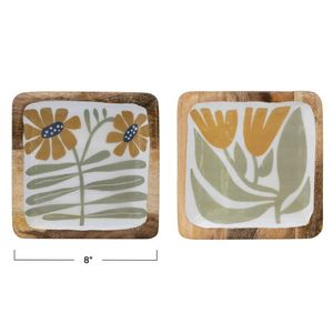 Posavasos de madera de mango hechos a mano en la India con el mejor posavasos de utensilios de cocina con estampado esmaltado para vajilla y uso en la Mesa - Product Image 3