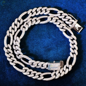 18MM Glacé Moissanite Figaro Lien Chaîne VVS Moissanite Diamant Cubain Chaîne Celebrity Style Hip Hop Collier - Product Image 1
