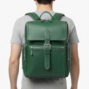 Retro Style Genuine Leather Backpack Flap Closure Casual School and Office Bag - Product Image 5
