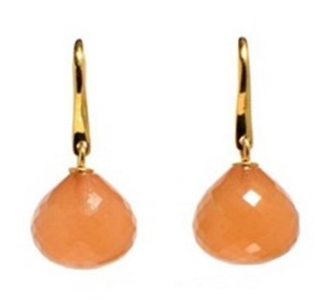 มาใหม่พีช Chalcedony พลอย925เงินสเตอร์ลิงล้านล้านต่างหูรูปร่าง - Product Image 1