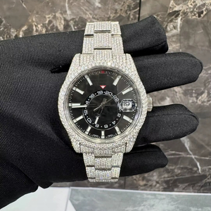 Reloj Mecánico Automático de Lujo para Hombre, Estilo Antiguo, Completamente Engastado con Diamantes Moissanite VVS1, Correa de Acero Inoxidable, Analógico - Product Image 1