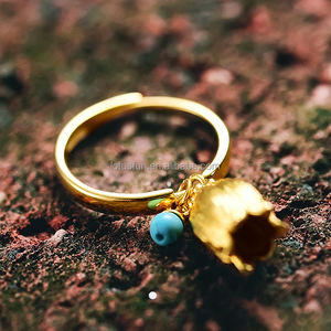 لوتس المرح الحقيقي الفضة الاسترلينية الطبيعية الأحجار الكريمة اللابسي الإبداعية خمر المجوهرات الراقية الطازجة جرس أحمر برعم حلقات زهرة للنساء - Product Image 3