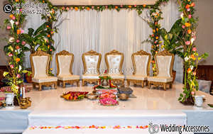 Chaises de mandap de style feuille, charmantes, pour cérémonie indienne, or antique, chaises de trône pour mariage, chaises de mariage pour la mariée et le marié, chaises de mariage pour les amoureux, États-Unis - Product Image 3