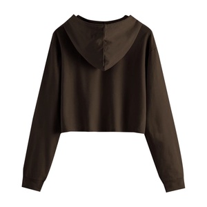 Sudadera con capucha corta para mujer, estilo Y2K, ecológica, forrada, de moda casual, manga larga, gruesa, cálida, transpirable, con logo frontal, estilo urbano - Product Image 5