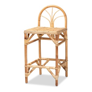 Tabouret de bar en rotin naturel moderne fait à la main avec dossier de ventilateur mobilier écologique pour la maison bar salle à manger salon villas - Product Image 1