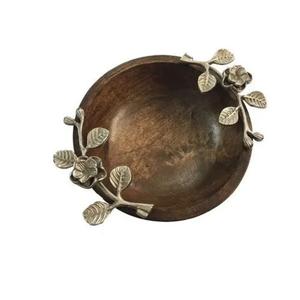 Cuenco de madera para servir de mesa, tamaño personalizado, producto más vendido, cuenco de madera con mango de metal - Product Image 6