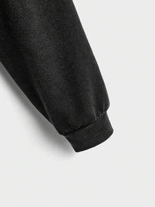 Pull à capuche brodé tendance pour hommes, fermeture à glissière, tissu en coton polaire/polyester respirant et confortable pour l'hiver - Product Image 6