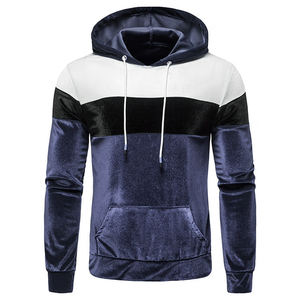 Pull à capuche en velours personnalisé, tissu doux et brillant, manches longues, coupe ajustée, respirant, sweat à capuche en velours d'hiver élégant pour hommes - Product Image 1