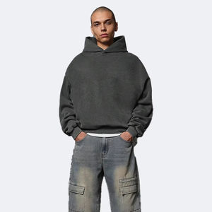 Sweat à capuche épais pour homme avec logo personnalisé, coupe oversize, épaules tombantes, style streetwear, 100 % coton tricoté, automne - Product Image 4