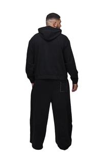 Sudadera con capucha oversize de felpa francesa de alta calidad con cremallera, bolsillos y detalles de pedrería, estilo desgastado, con pantalones de chándal holgados. - Product Image 2