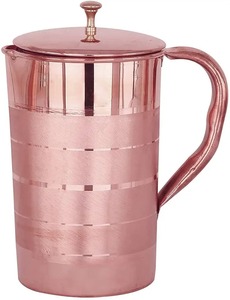 Jarra de cobre para vasos de Metal plateado con acabado pulido plateado, jarra de cobre puro hecha a mano con 2 jarras de vidrio para vasos - Product Image 5