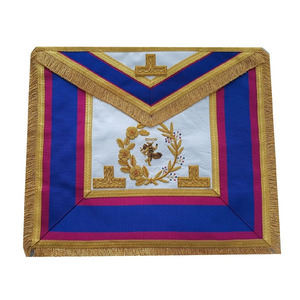 Tablier de cérémonie maçonnique de rang Grand Maître, en peau d'agneau, rangs assortis, NOUVEAU, qualité supérieure, brodé, GRAND LODGE 2026 - Product Image 1