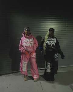 Vintage Sun Faded Distressed Acid Wash Pullover Hoodie <b>Tracksuit</b> Solid Color Custom Premium Rhinestone Hoodie and Joggers Set - Product Image 3