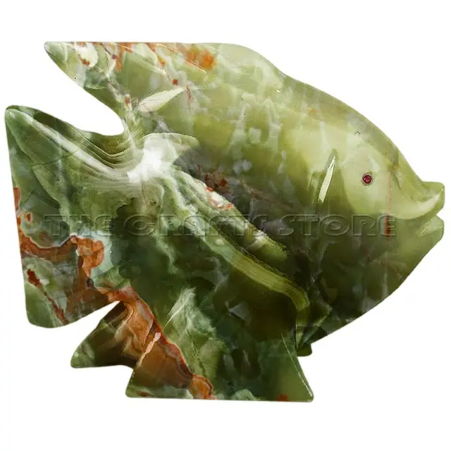 Großhandel Naturstein schnitzen Fischs kulptur Figur Statue Handwerk Geschenk Dekoration Hohe gute Qualität
