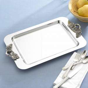 Bandeja Rectangular de lujo de acero inoxidable para servir asas decorativas de uva tamaño personalizado Apto para lavavajillas Escritorio de cocina multifunción - Product Image 1
