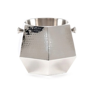 Cubo de hielo de Metal de acero inoxidable Cerveza Vino Champán Bebidas Tinas Logotipo personalizado Acabado punteado - Product Image 5